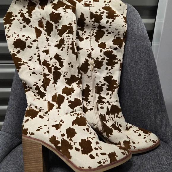 Lorayne Cow Print Tall Boot - Picture 5 of 6